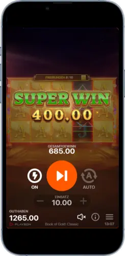 Book of Gold Classic Super Win Anzeige auf Mobile